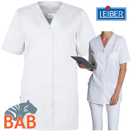 LE-08-2133-01 Damenkasack Industriewäsche geeignet kurzarm, weiß