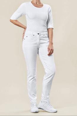 Greiff Care 1372 Five Pocket Damenhose Regular Fit, weiß