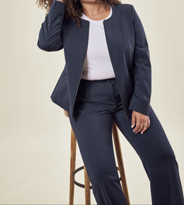 Greiff Modern 1429 Damen Blazer Regular Fit , mit Reißverschluss, schwarz, hellgrau, dunkelblau
