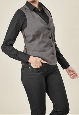 Greiff Service 1715 Damen Weste fischgrät taupe Regular Fit