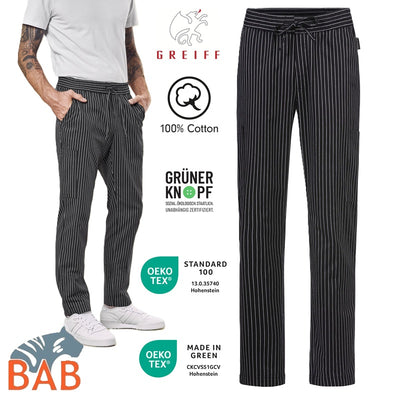 G-21011 1800  Unisex-Schlupfhose RF Kitchen schwarz/weiß-gestreift