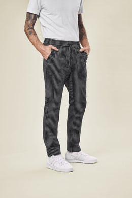G-21011 1800  Unisex-Schlupfhose RF Kitchen schwarz/weiß-gestreift