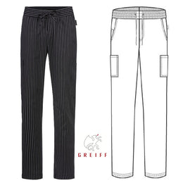 G-21011 1800  Unisex-Schlupfhose RF Kitchen schwarz/weiß-gestreift