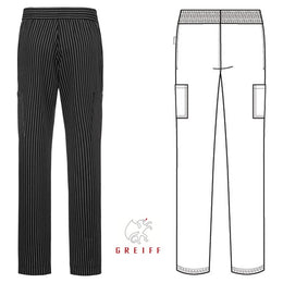 G-21011 1800  Unisex-Schlupfhose RF Kitchen schwarz/weiß-gestreift