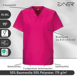 E-273-75 Schlupfkasack pink, berry, bordeaux bis Gr.8XL mit V-Ausschnitt