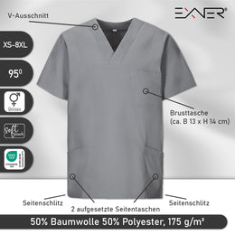 E-273-75 Schlupfkasack silber, graphit, schwarz Gr.8XL mit V-Ausschnitt