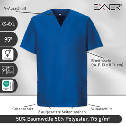 E-273-75 Schlupfkasack royalblau bis Gr.8XL mit V-Ausschnitt