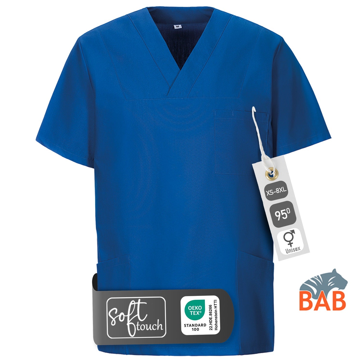 E-273-75 Schlupfkasack royalblau bis Gr.8XL mit V-Ausschnitt