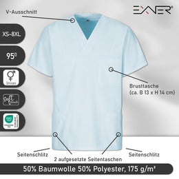 E-273-75 Schlupfkasack eisblau, light blue, petrol, teal bis  Gr.8XL mit V-Ausschnitt