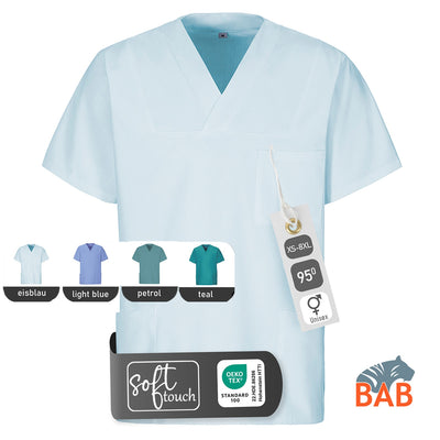 E-273-75 Schlupfkasack eisblau, light blue, petrol, teal bis  Gr.8XL mit V-Ausschnitt