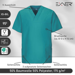 E-273-75 Schlupfkasack eisblau, light blue, petrol, teal bis  Gr.8XL mit V-Ausschnitt