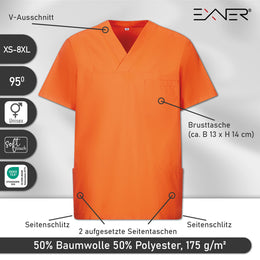 E-273-75 Schlupfkasack zitrone, orange, rot, weinrot bis  Gr.8XL mit V-Ausschnitt