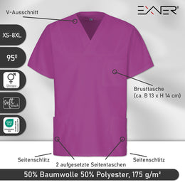 E-273-75 Schlupfkasack purple, violett bis Gr.8XL mit V-Ausschnitt