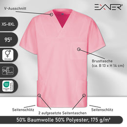 E-273-75 Schlupfkasack rosa, flieder, electric pink, coral bis  Gr.8XL mit V-Ausschnitt
