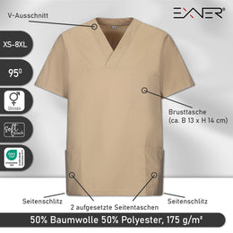 E-273-75 Schlupfkasack sand, mittelbraun, toffee Gr.8XL mit V-Ausschnitt