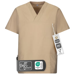 E-273-75 Schlupfkasack sand, mittelbraun, toffee Gr.8XL mit V-Ausschnitt