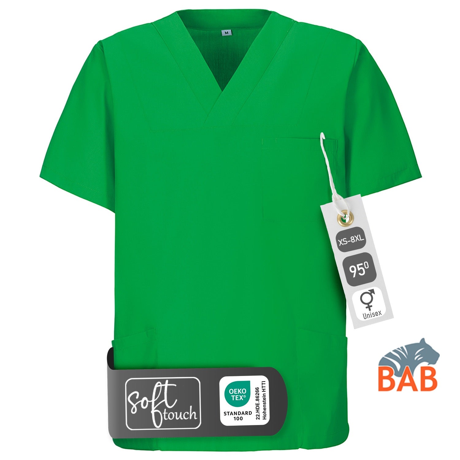 E-273-75 Schlupfkasack kelly green bis Gr.8XL mit V-Ausschnitt
