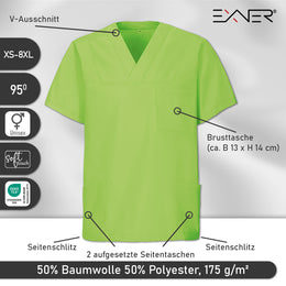 E-273-75 Schlupfkasack mint, lemon, light green bis Gr.8XL mit V-Ausschnitt