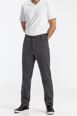 Greiff Cuisine 5321 Herren Hose Regular Fit schwarz-weiß gestreift