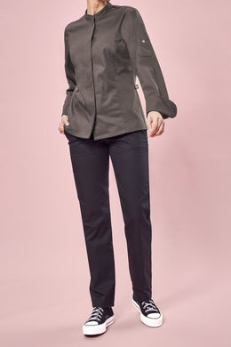 Greiff Cuisine 54001 Damenkochjacke, Regular Fit , taupe und schwarz