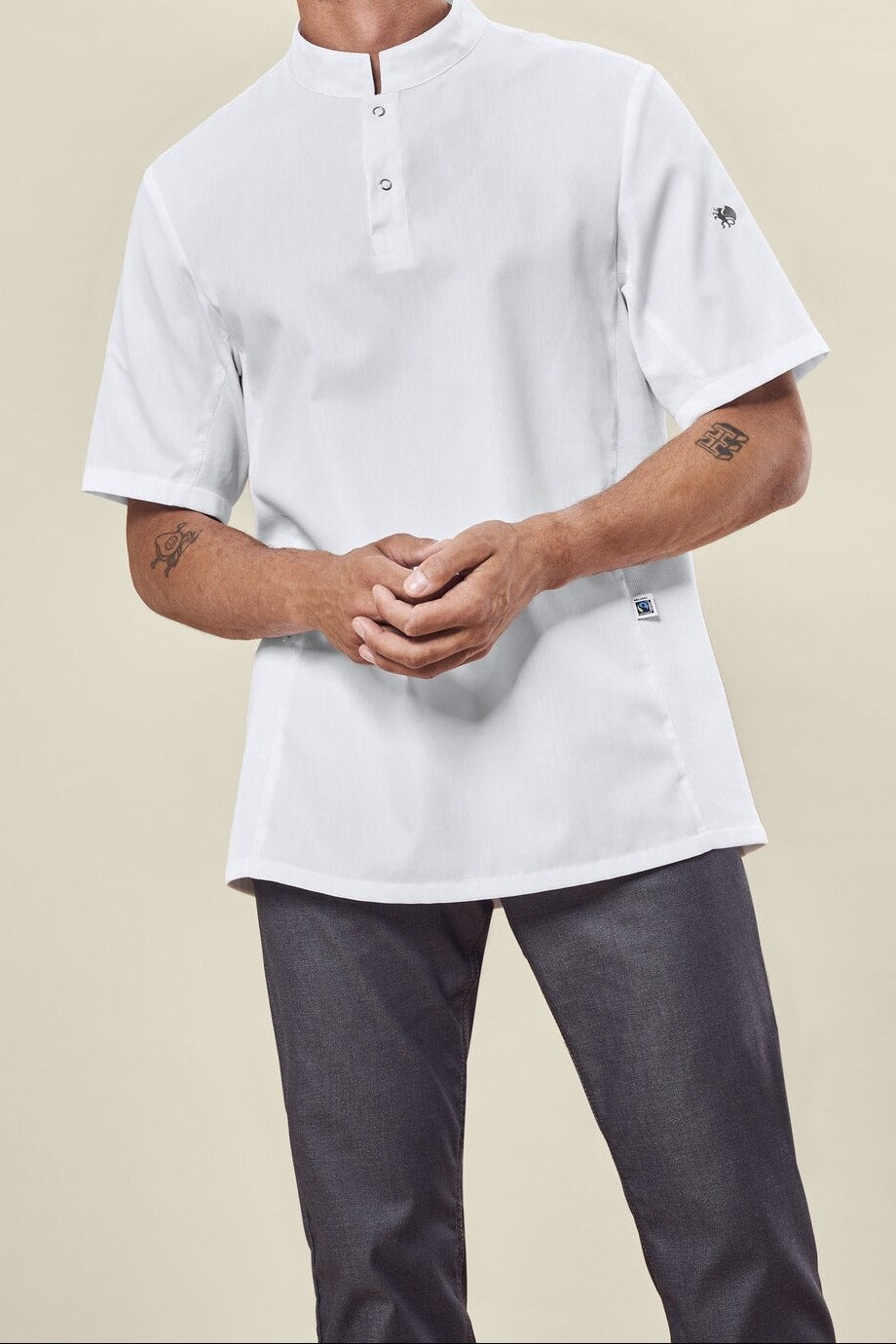 Greiff 55074 Kochshirt halbarm, weiß, schwarz