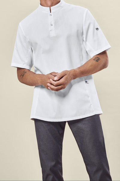 Greiff 55074 Kochshirt halbarm, weiß, schwarz