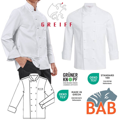 Greiff Cuisine 5566 Kochjacken Mischgewebe weiss, Regular Fit