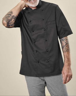 Greiff 5567 Cuisine Kochjacke halbarm schwarz, Regular Fit