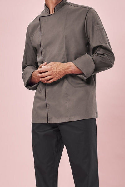 Greiff Cuisine 5581 Kochjacke taupe- schwarzer Paspel
