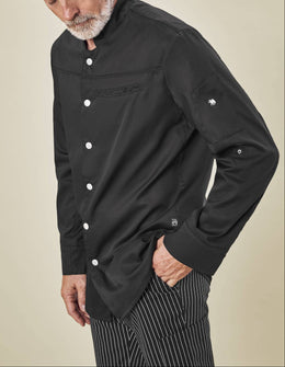 Greiff 5589 Premium Kochhemd, weiß, schwarz