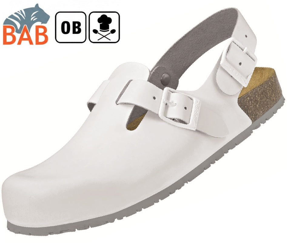 Abeba Nature 8040 Clog weiß  mit Lederbezogenem Korkfußbett