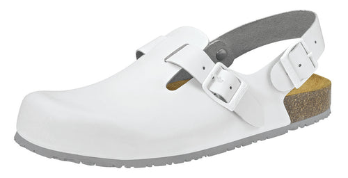 Abeba Nature 8040 Clog weiß  mit Lederbezogenem Korkfußbett