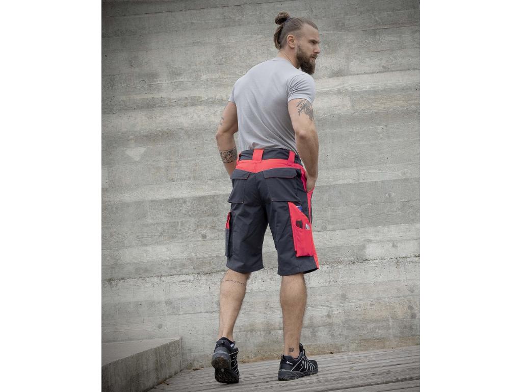 Ardon H6406 Neon Arbeitsshorts grau-rot