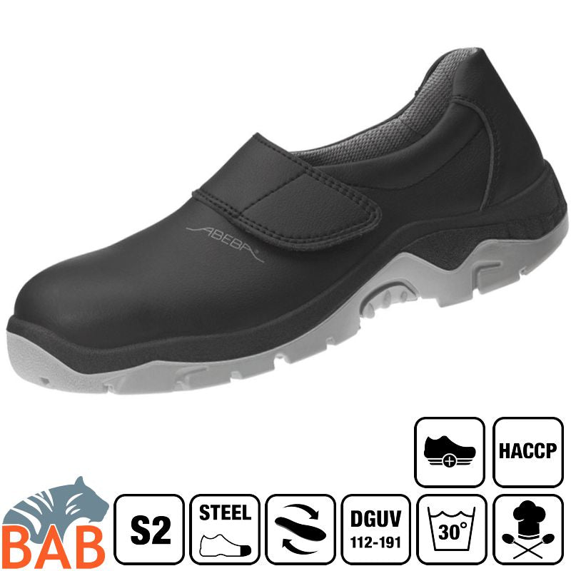 Abeba Anatom 2135ÜG  Sicherheitsschuhe Slipper  S2 SRC HACCP schwarz Übergrössen