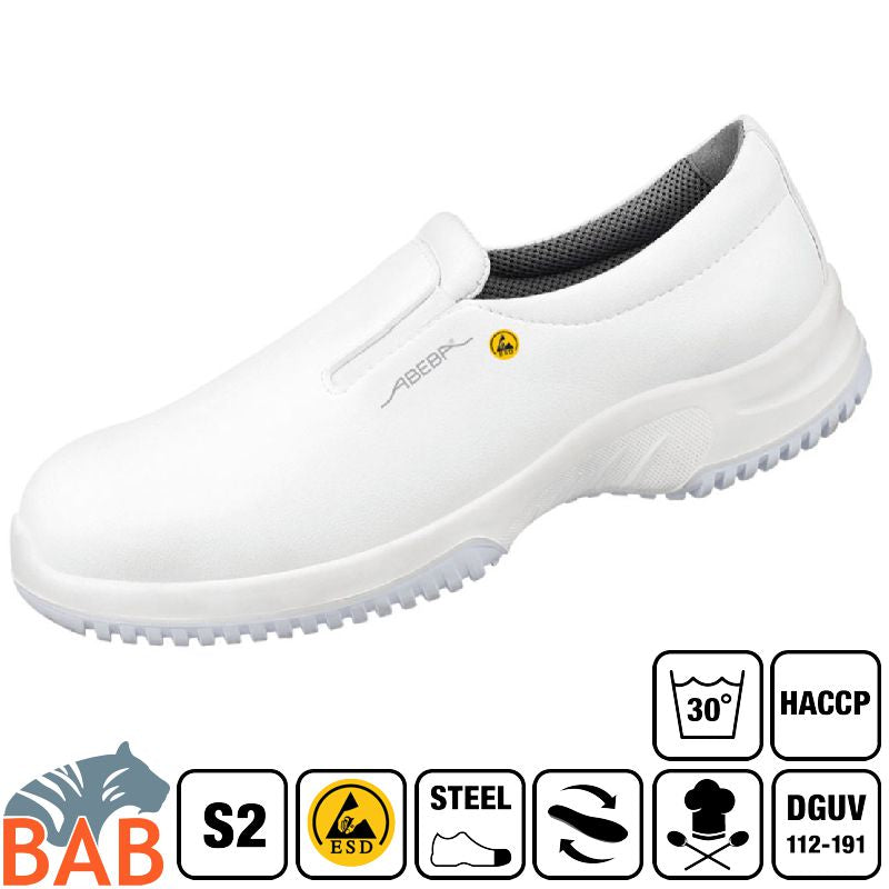 Abeba uni6 31740 ESD-Sicherheitsschuhe Slipper weiss S2