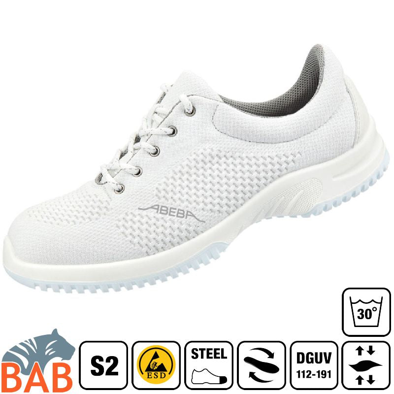 Abeba uni6 31772 Sicherheitsschuhe S2, SRC, ESD gestricktes Textil weiß