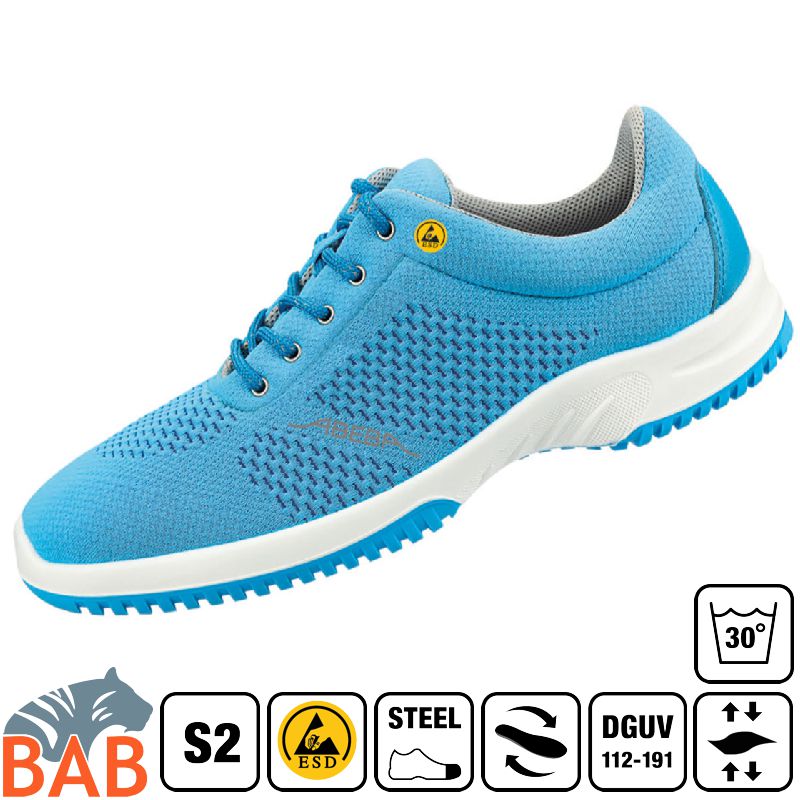 Abeba uni6 31773 Sicherheitsschuhe S2, SRC, ESD gestricktes Textil blau