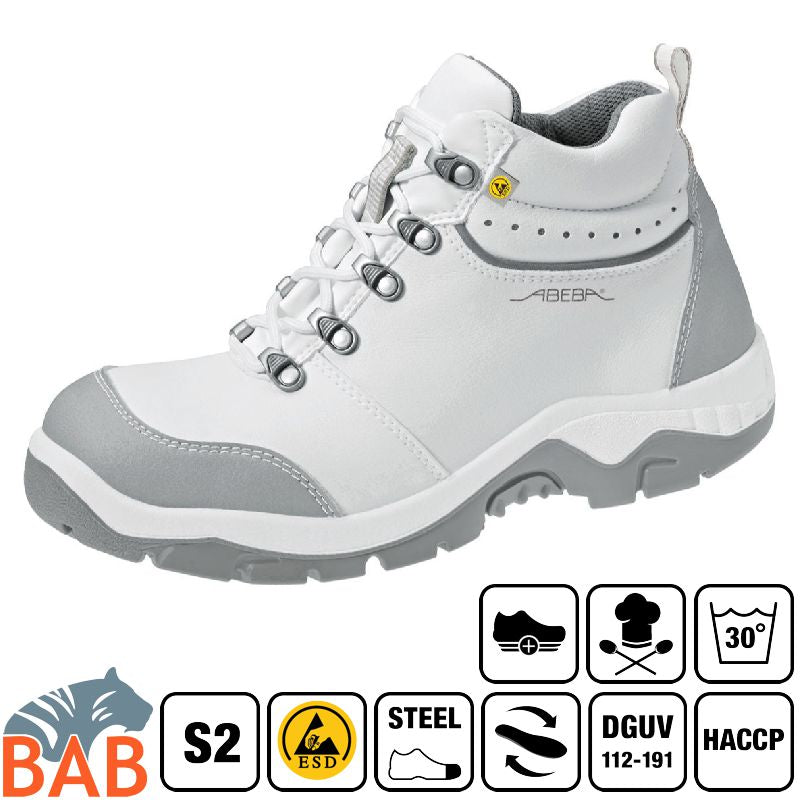 Abeba Anatom 32172 hohe Sicherheitsschuhe S2 SRC HACCP  ESD weiss