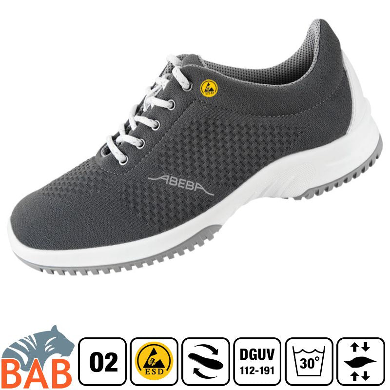 Abeba uni6 36775 grauer Berufshalbschuh aus gestrickten Textil  ESD