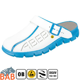 Abeba Dynamic 37312 Berufsschuhe Clog weiss-blau mit Aufdruck