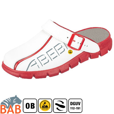 Abeba Dynamic 37313 Berufsschuhe Clog weiss-rot mit Aufdruck