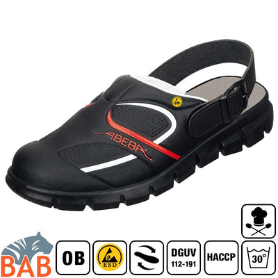 Abeba Dynamic 37332 Berufsschuhe Clog waschbar schwarz-rot HACCP , ESD