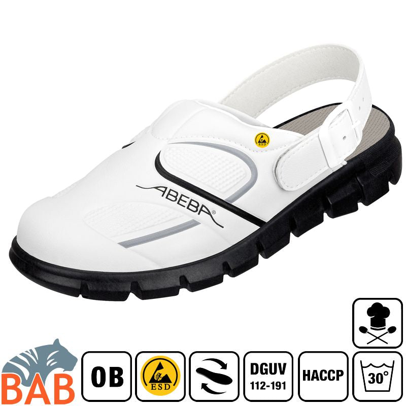 Abeba Dynamic 37335 Berufsschuhe Clog waschbar weiss-schwarz HACCP , ESD
