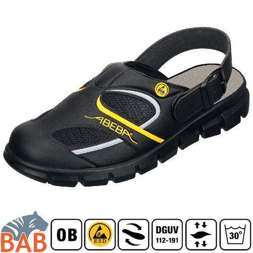 Abeba Dynamic  37343 Berufsschuhe Clog waschbar schwarz-gelb , ESD