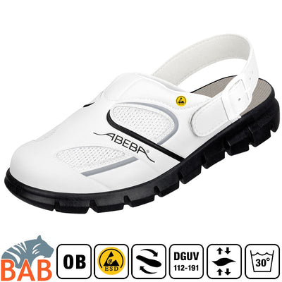 Abeba Dynamic 37345 Berufsschuhe Clog waschbar weiss-schwarz , ESD