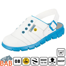 Abeba SOPO 37367 Berufschuhe Clog  HACCP weiss-blau waschbar, ESD Gr. 43