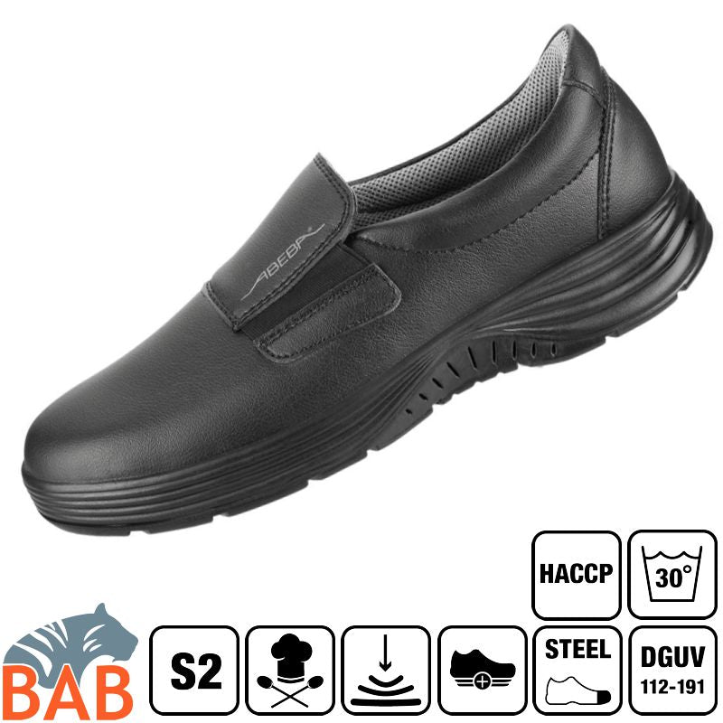 Abeba x-light 711029  Sicherheitsslipper schwarz  S2, HACCP