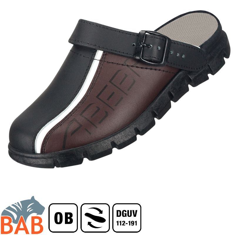Abeba SOPO Dynamic 7315  Berufsschuhe Clog schwarz-braun mit Aufdruck   Gr. 46
