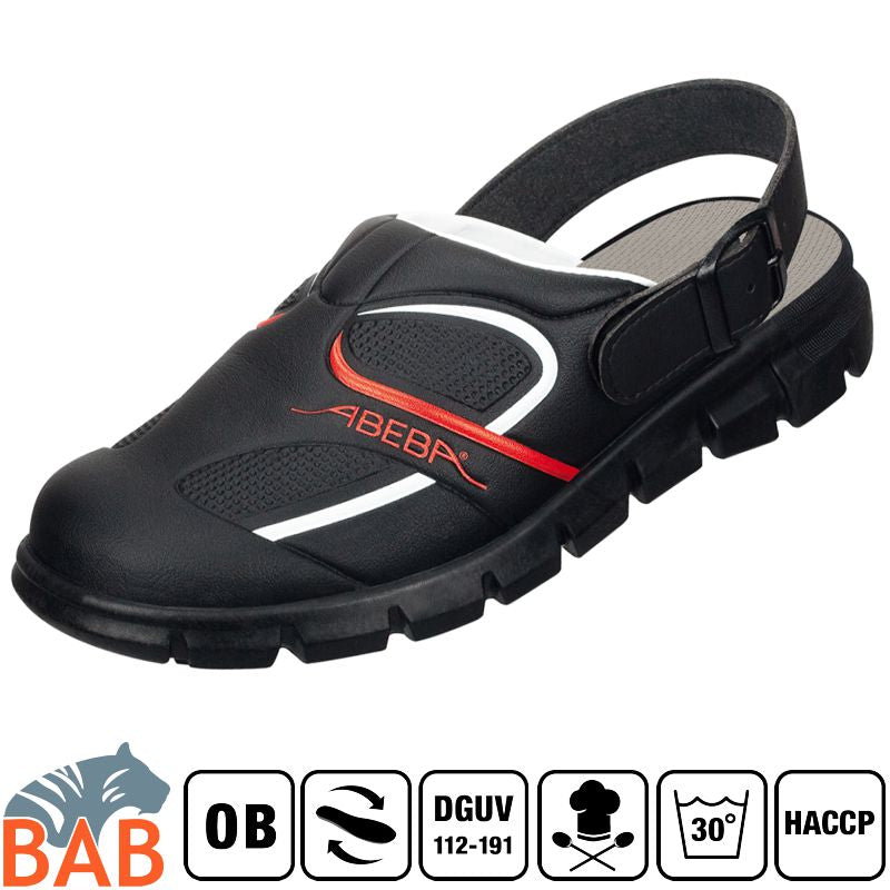 Abeba SOPO Dynamic 7332 Berufsschuhe Clog waschbar schwarz-rot HACCP   Gr. 42, 45
