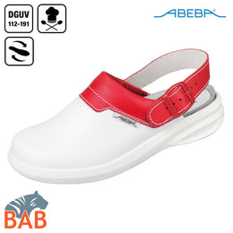 Abeba SOPO-7623 Pantolette in Glattleder weiß-rot Gr. 37